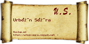 Urbán Sára névjegykártya