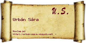 Urbán Sára névjegykártya